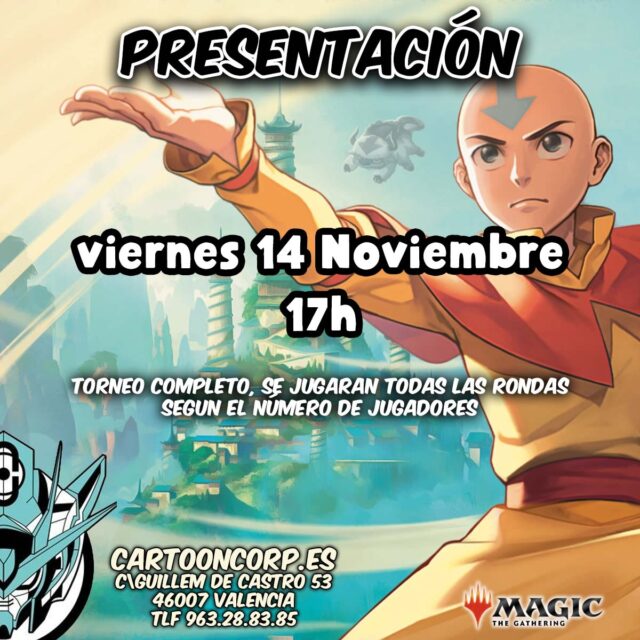Esta semana tenemos presentaciones de la nueva colección de #magicthegathering de Avatar
Apúntate y participa para ser de los primeros en tener y jugar estas cartas

👉 https://cartooncorp.es/jolisearch?s=torneo+trc