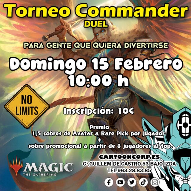 Se viene el torneo más poderoso de #commander 
Adéntrate en este formato y enfréntate a las barajas más poderosas de Magic the Gathering

👉 https://cartooncorp.es/jolisearch?s=torneo+trc