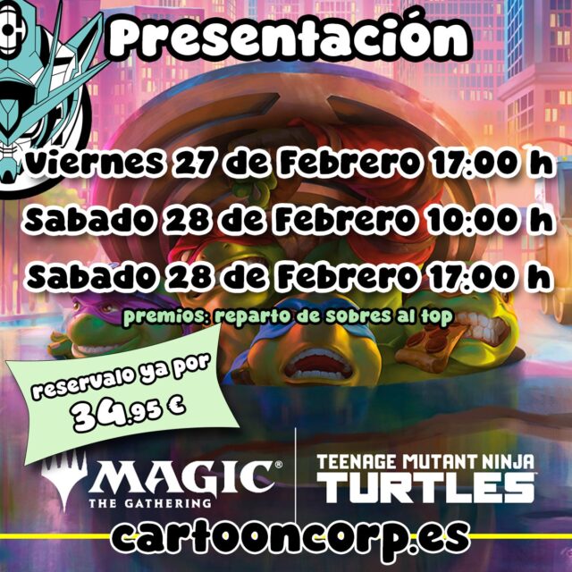 Llega el gran día de las TORTUGAS NINJA en #magicthegathering 
Únete a la presentación para pasar un día muy divertido con la nueva colección