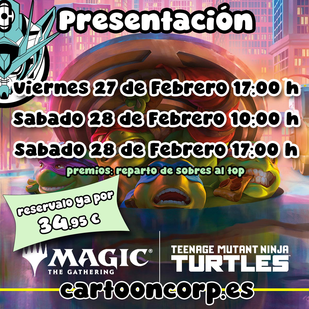 Llega el gran día de las TORTUGAS NINJA en #magicthegathering 
Únete a la presentación para pasar un día muy divertido con la nueva colección