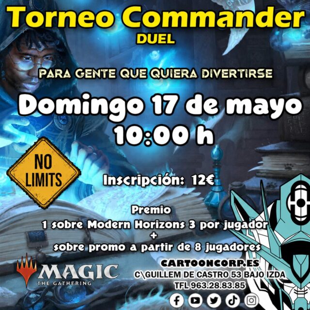 Ya podéis reservar y ver los eventos de la semana 
Ya esta puesta la fecha para #commander Duel

👉 https://cartooncorp.es/jolisearch?s=torneo+trc