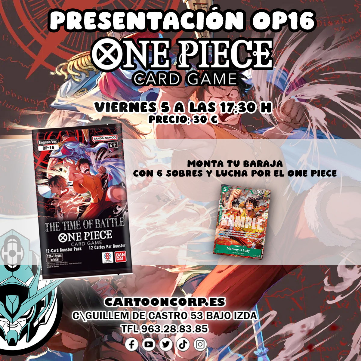 Acepta el desafio y lanzate al mar a  por el mayor tesoro de todos los tiempos el #Onepiece y participa en la presentación de la nueva colección del juego de cartas 

👉 https://cartooncorp.es/jolisearch?s=torneo+trc