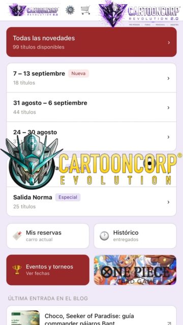 La herramienta definitiva para coleccionistas de manga #manga #novedades #cartooncorp 

¡Haz tu reserva de productos fácilmente con la nueva web de Cartooncorp!

Hemos lanzado una plataforma renovada para que no te pierdas ninguna de nuestras novedades manga. Ahora puedes gestionar tus pedidos, consultar eventos y organizar tus lecturas favoritas de esta tienda de cómics de forma rápida y sencilla.

Visita la web y cuéntanos qué te parece el nuevo sistema.

La Quiero ▶ https://novedadescartoon.netlify.app/