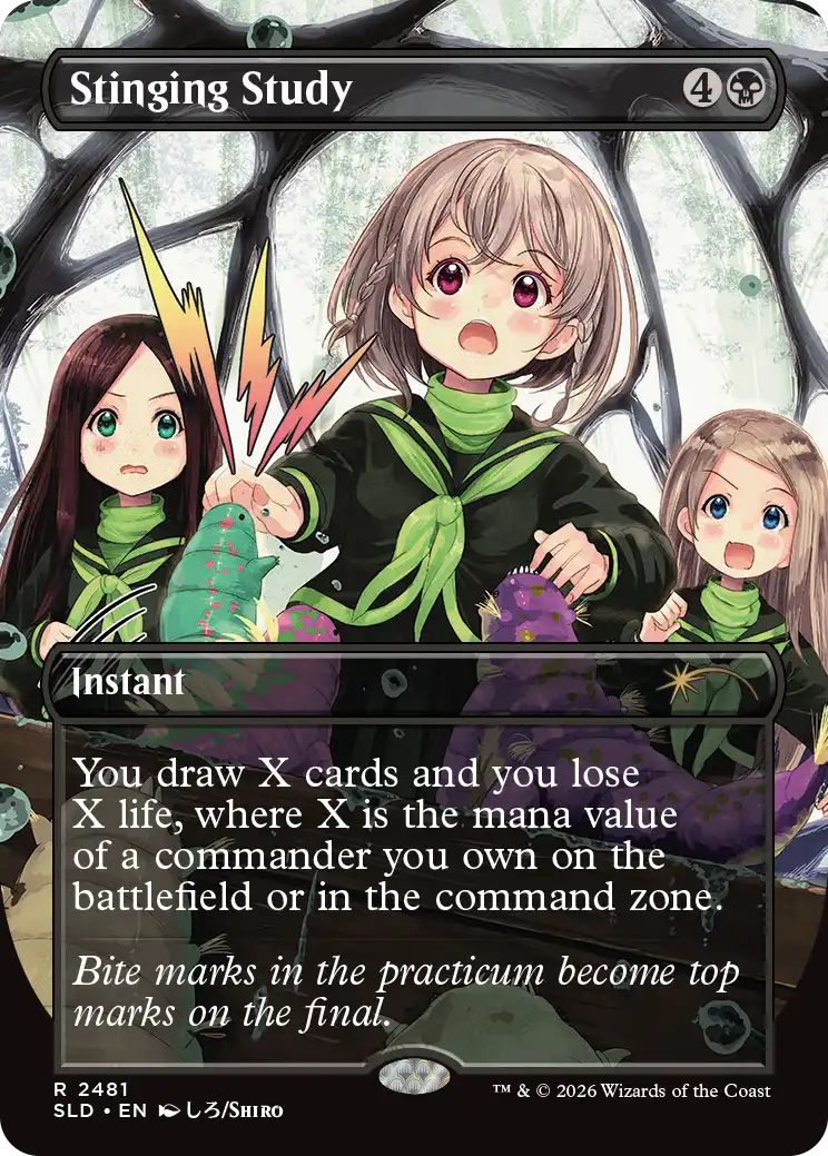 Stinging Study ilustrada por Shiro - Secret Lair Magic the Gathering Back to School 2026