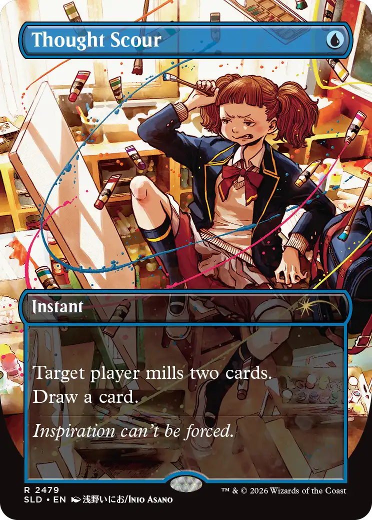 Thought Scour ilustrada por Inio Asano - Secret Lair Magic the Gathering Back to School 2026