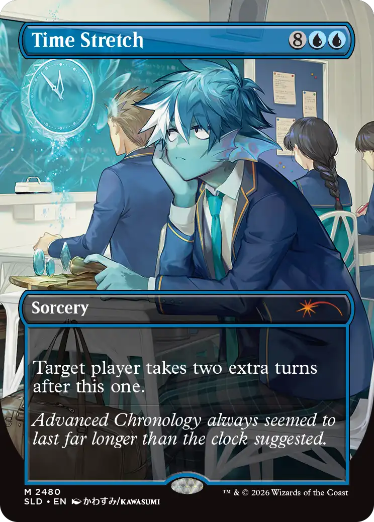 Time Stretch ilustrada por Kawasumi - Secret Lair Magic the Gathering Back to School 2026